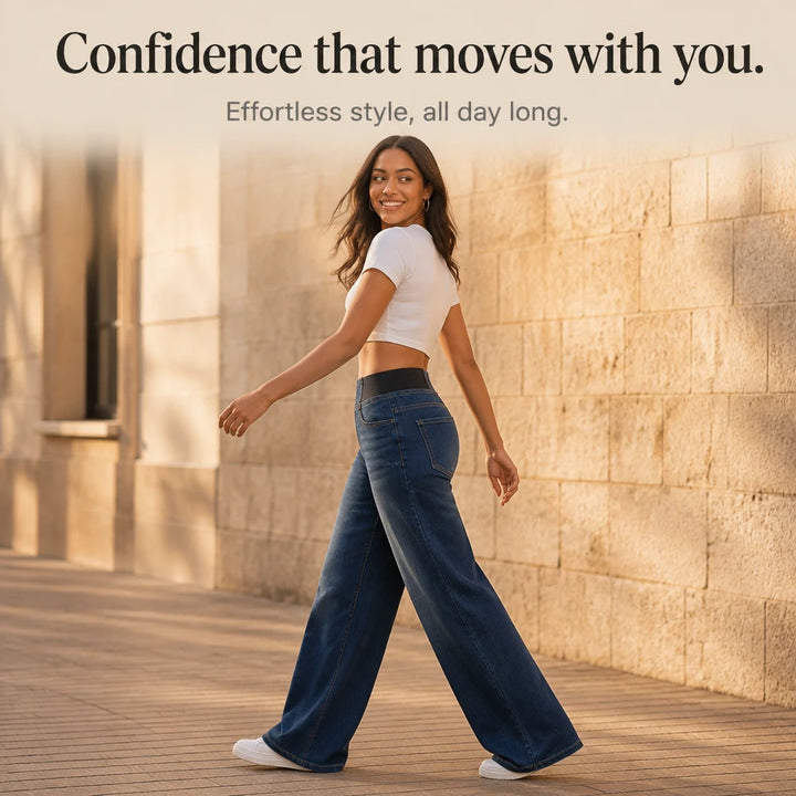 Easewide – High-Waisted Wide-Leg Stretch Jeans