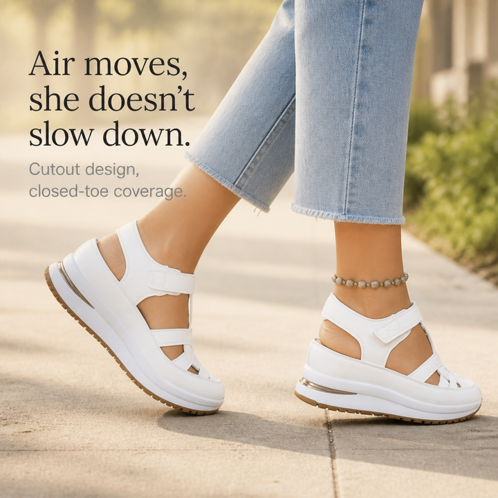 Velora – Closed-toe cage platform sandals with ankle strap