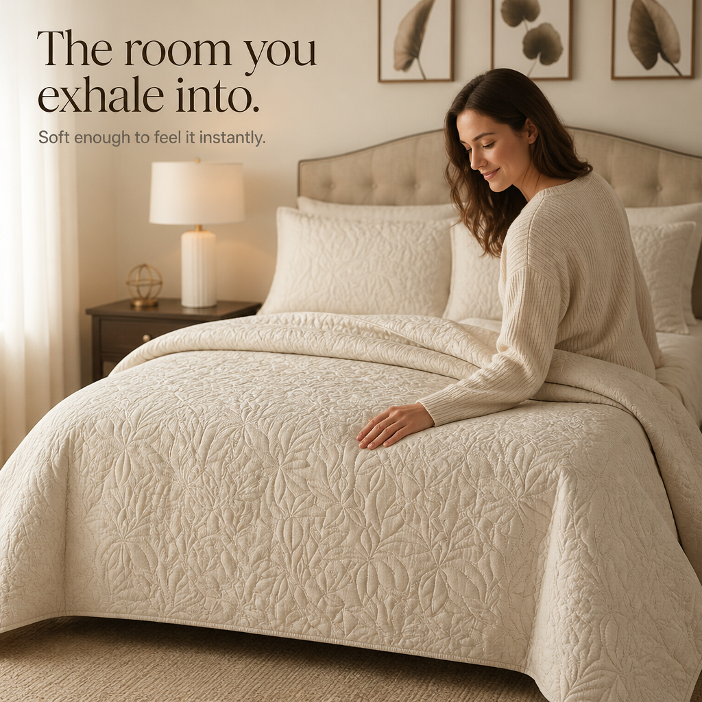 Beddura – Embossed Floral Washed Cotton Comforter Set