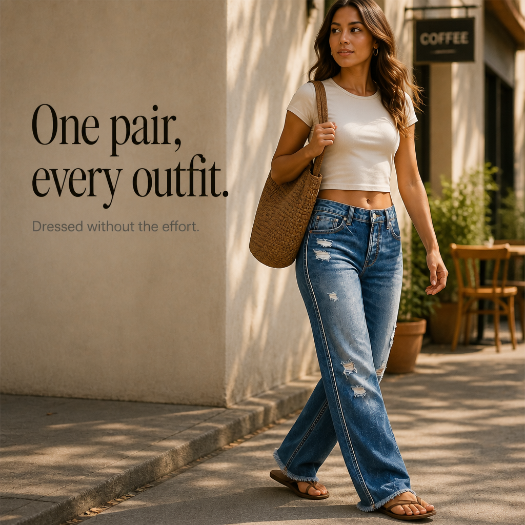 Trueline Denim – High-Rise Vertical-Seam Straight-Leg Jeans