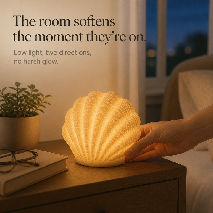 Coastal Glow Co. – Ceramic Shell And Conch Ambient Lamp Set
