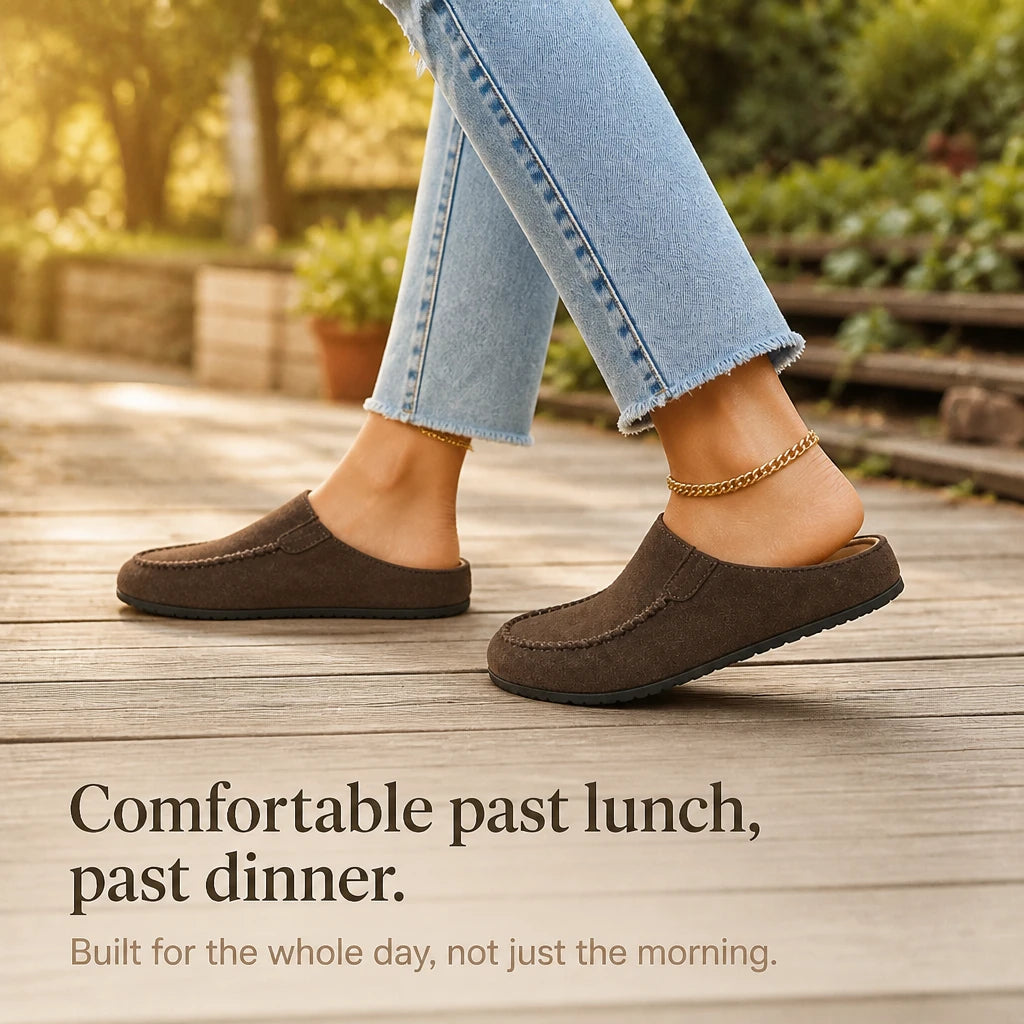 Daybella – Brown Backless Round-Toe Flat Shoes