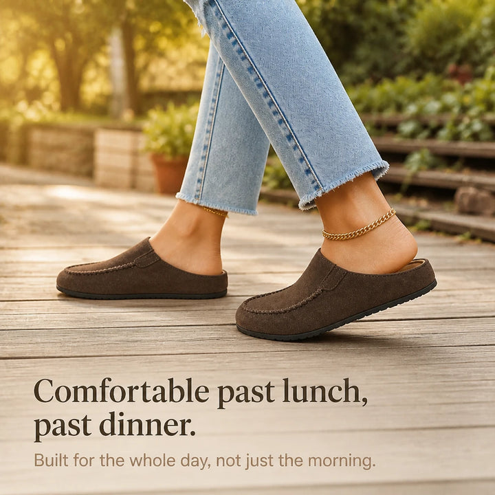 Daybella – Brown Backless Round-Toe Flat Shoes
