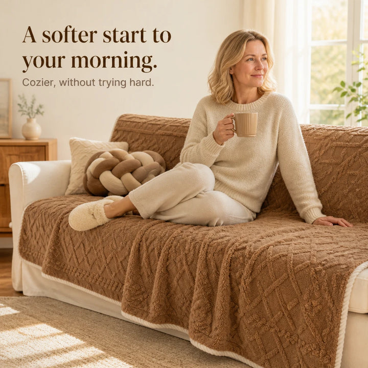 Crosselle – Cross-Grid Velvet-Look Sofa Cover