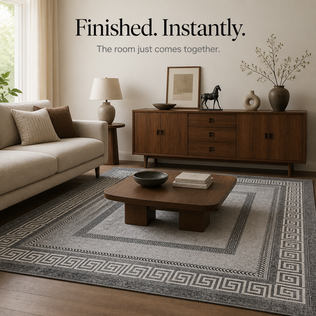 Gripwell – Low-Pile Machine-Washable Greek Key Area Rug