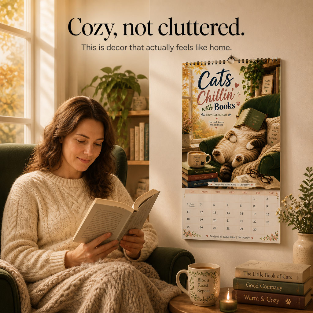 Pagepaws – 2027 Cats And Books 12-Month Wall Calendar