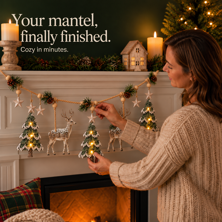 Woodland Glow – Pine Cone And Deer Christmas Garland