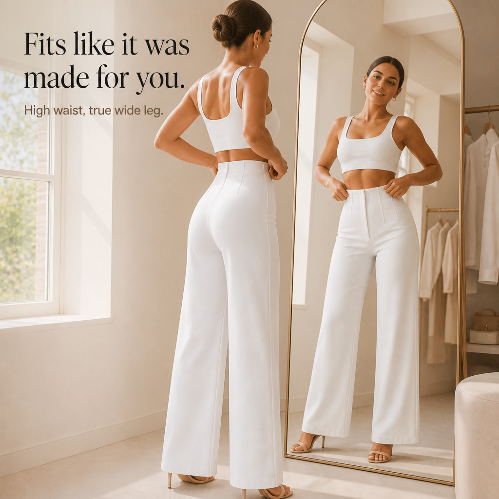 Holdline – High Waisted Pleated Wide Leg Trousers