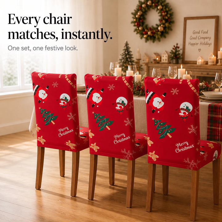 HollyHug – Christmas Stretch Dining Chair Covers (4 Pack)