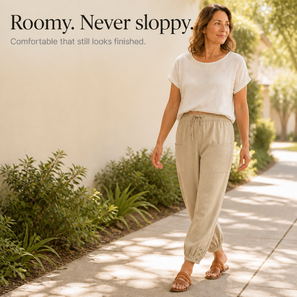 Wearbella – Wide-Leg Linen Blend Drawstring Pants