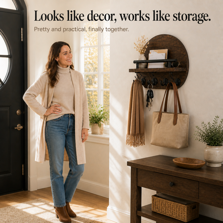 Keyhaven – Wall-Mounted Entryway Shelf With Double Hooks