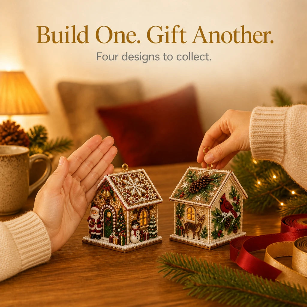 Hearthglint – 3D Wooden Diamond Painting Christmas House Kit
