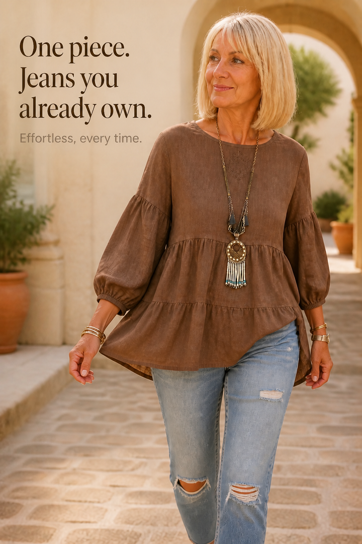 Lanterna – Embroidered Tiered Lantern Sleeve Blouse