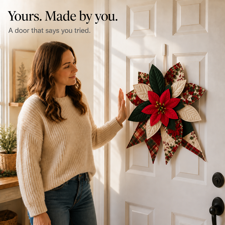 Patchwork & Bow – Quilted Poinsettia Christmas Bow Sewing Kit