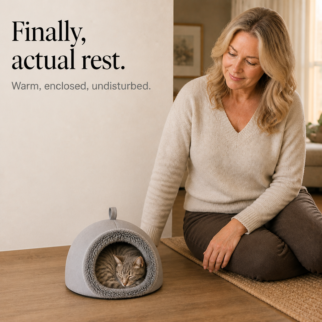 Denwarm – Enclosed Foam Dome Cave Pet Bed