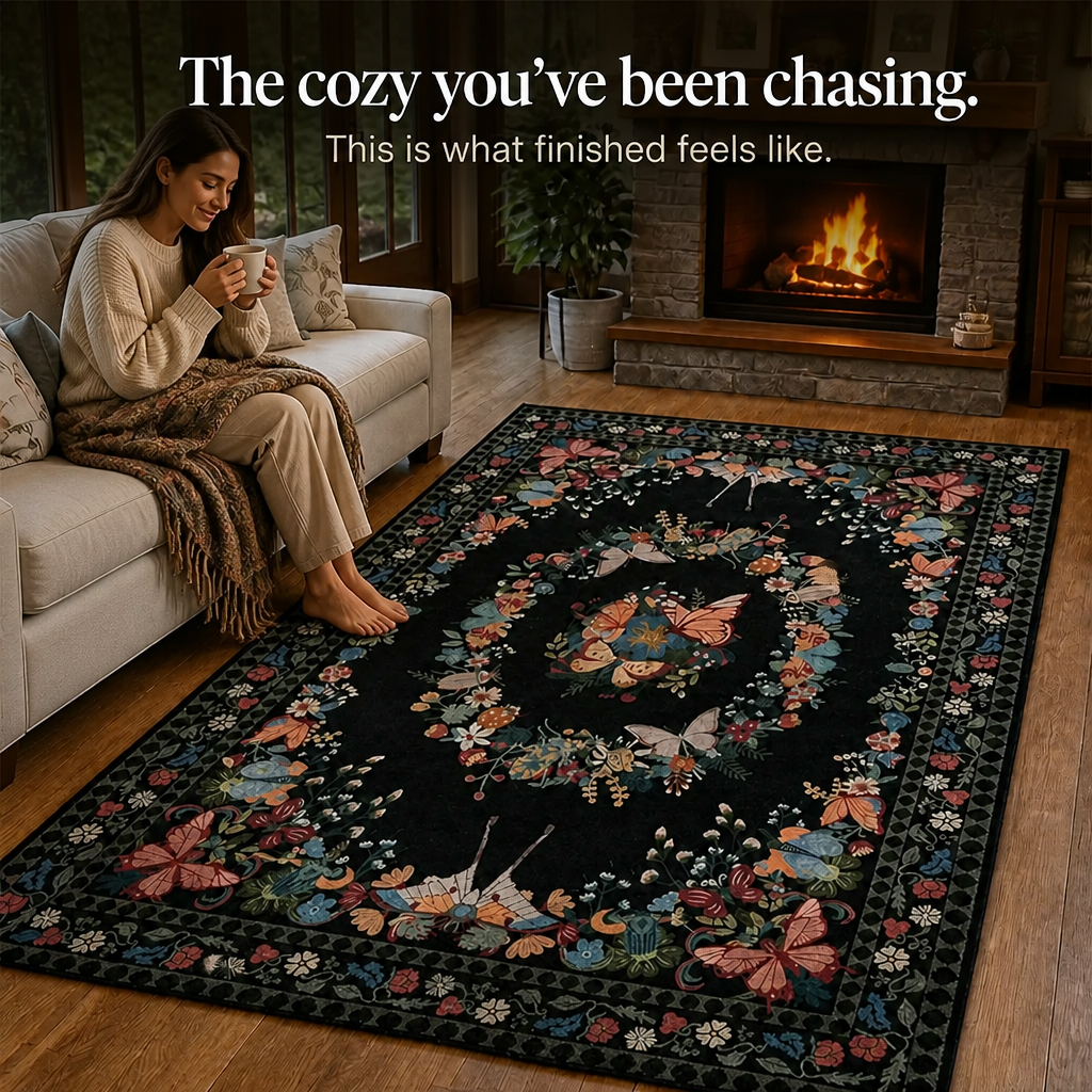 Florenza – Floral Butterfly Print Area Rug