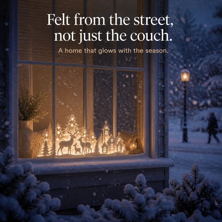 Deerwood Glow – LED Christmas Window Village With Deer