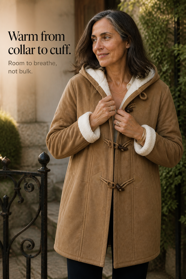 Suedeluxe – Hooded Faux Suede Coat With Plush Lining