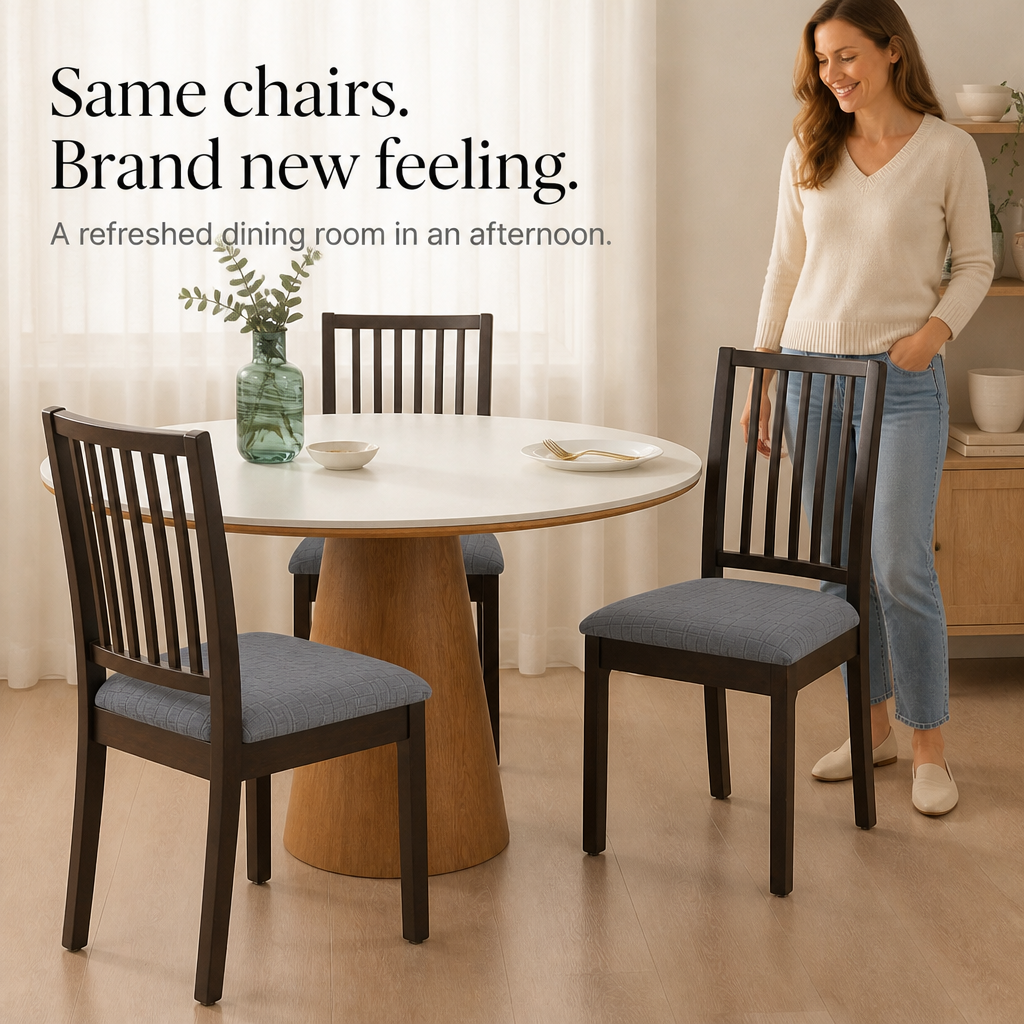 Jacquard Haven – Stretch Jacquard Dining Chair Seat Cover (4set or 6set)