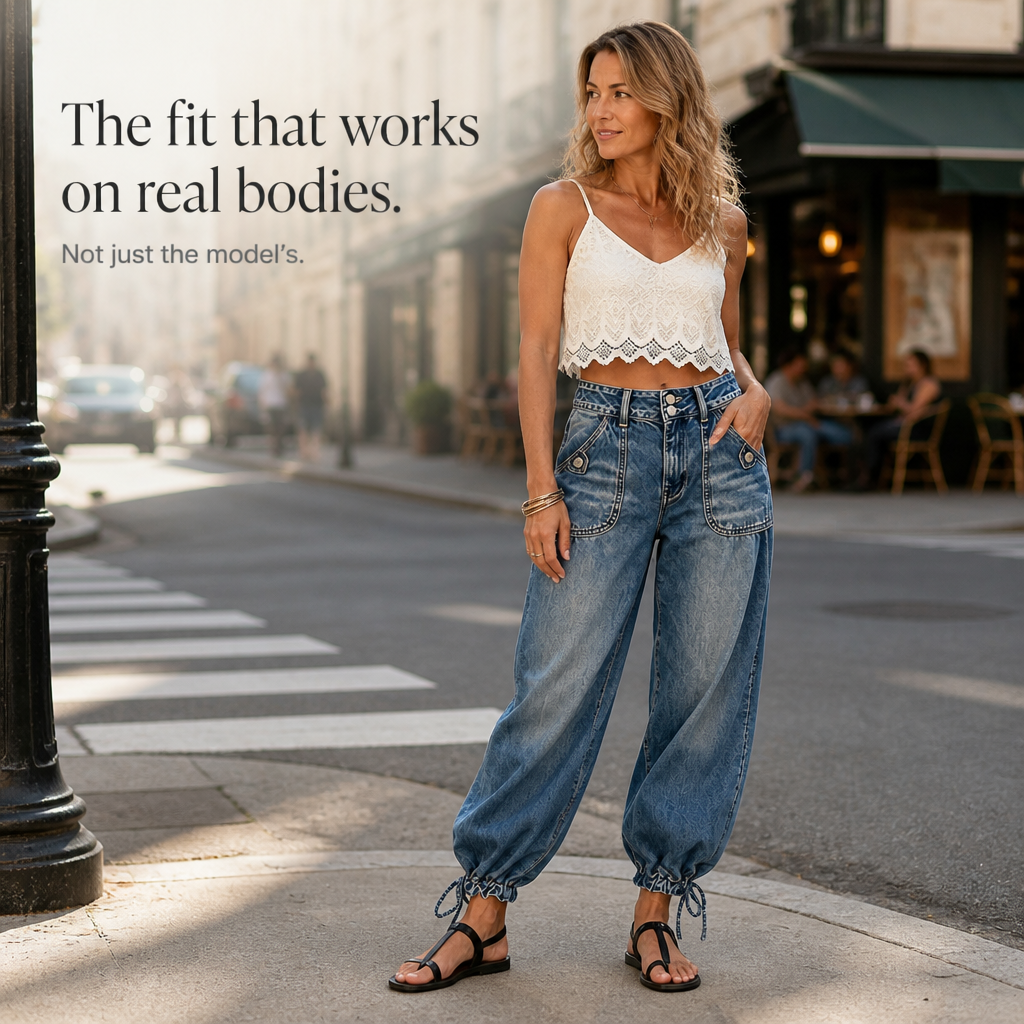 Barrelette – Tie-Hem High-Waisted Barrel Leg Jeans