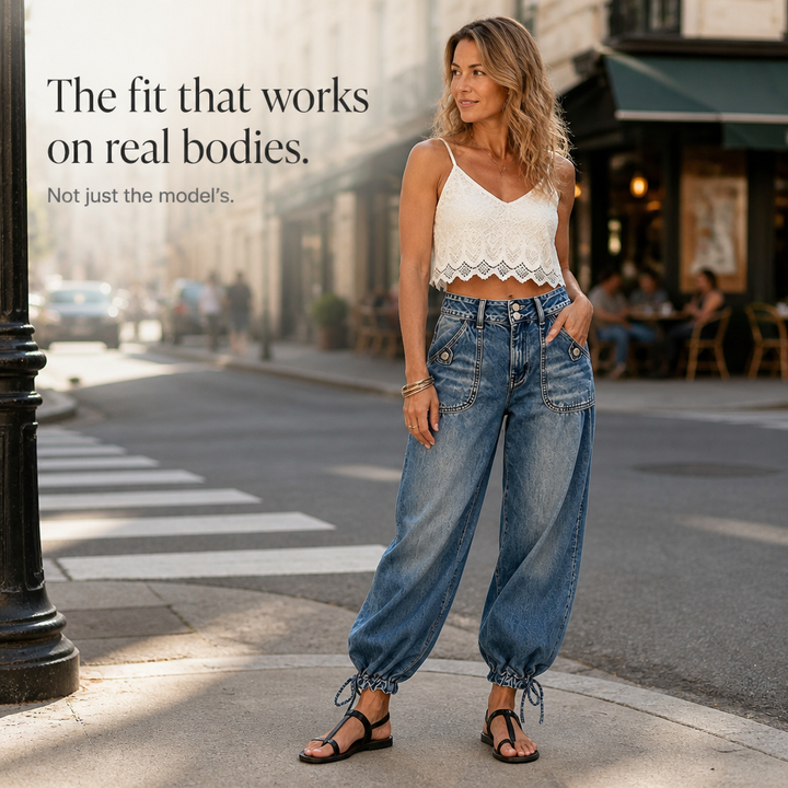 Barrelette – Tie-Hem High-Waisted Barrel Leg Jeans