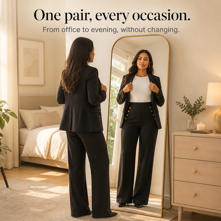 Smoothwaist – Hidden-Panel Wide-Leg Trousers
