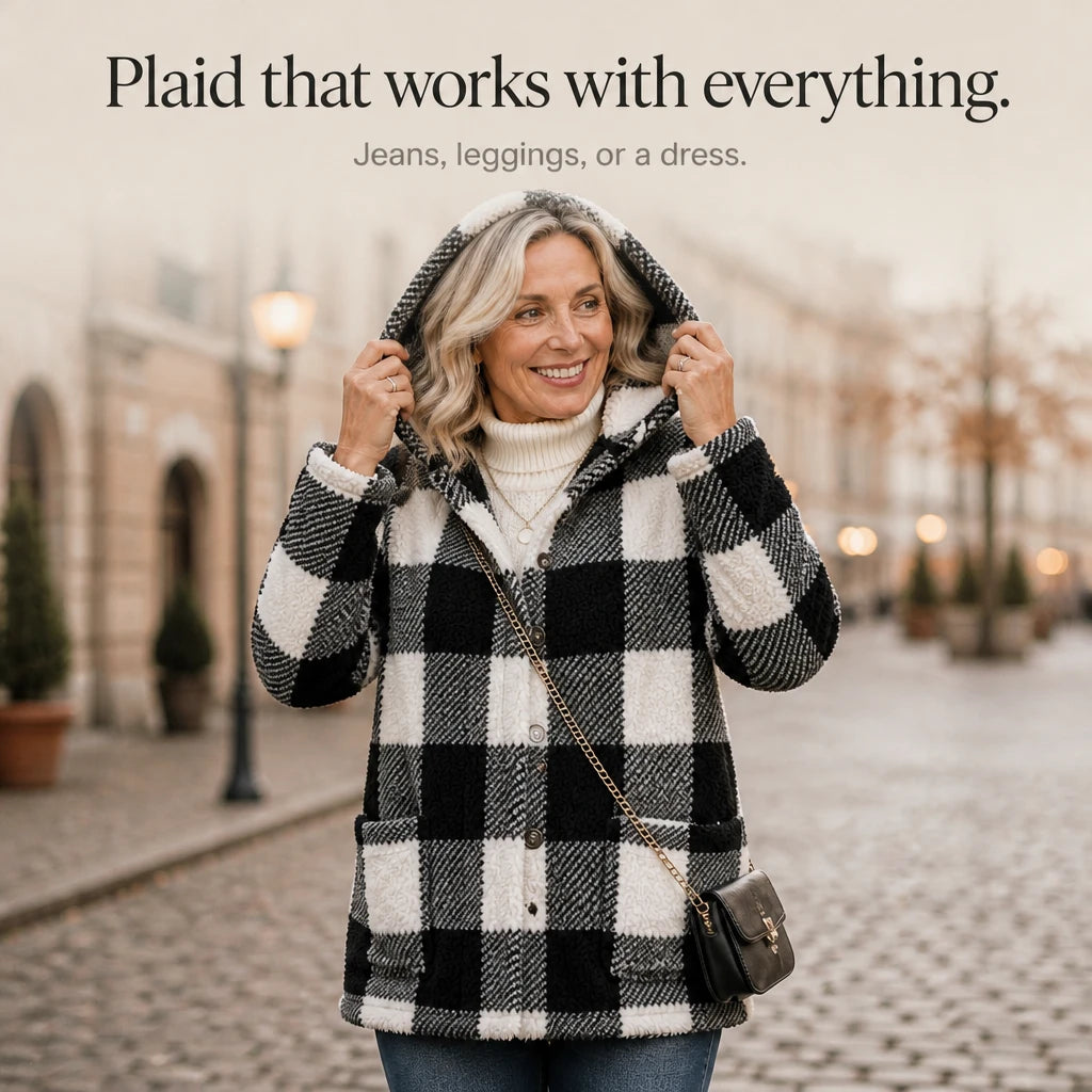 PlaidHaven – Buffalo Plaid Hooded Fleece Coat