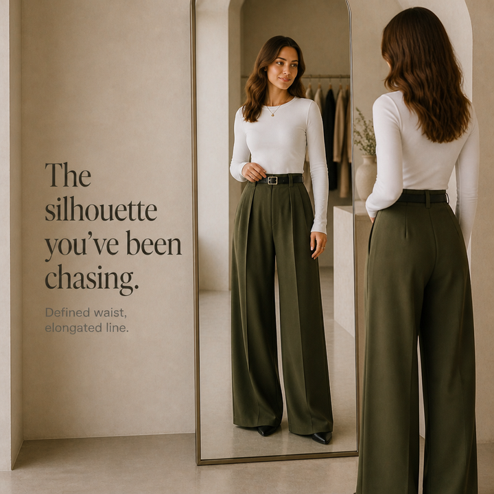 Elonga – Pleated High-Waisted Wide-Leg Trousers