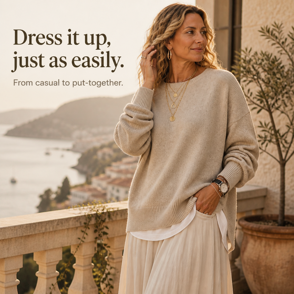 Wearbella – Drop-Shoulder Lantern Sleeve Chunky Knit Sweater
