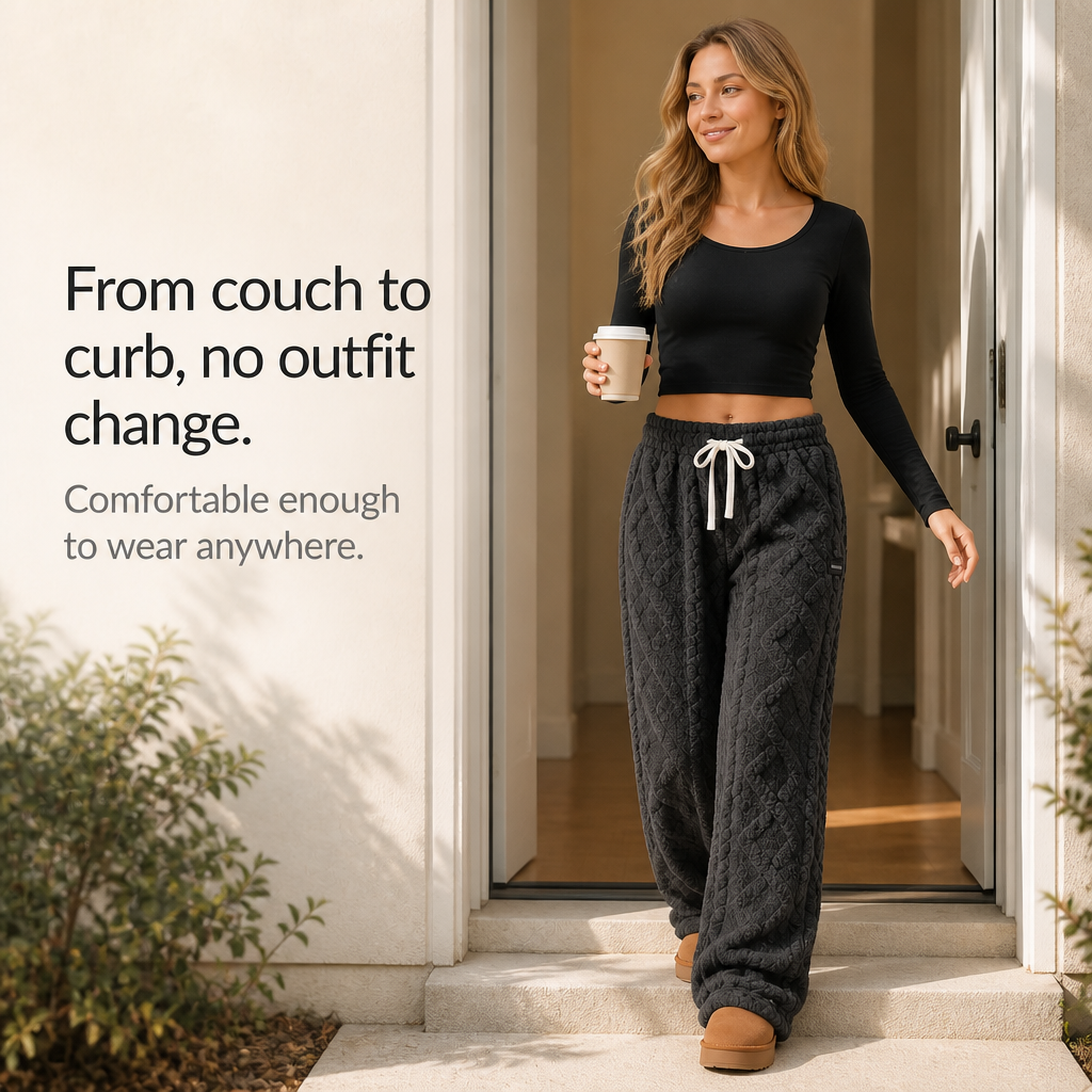 Warmleigh – Cable-Knit Drawstring Waist Lounge Pants