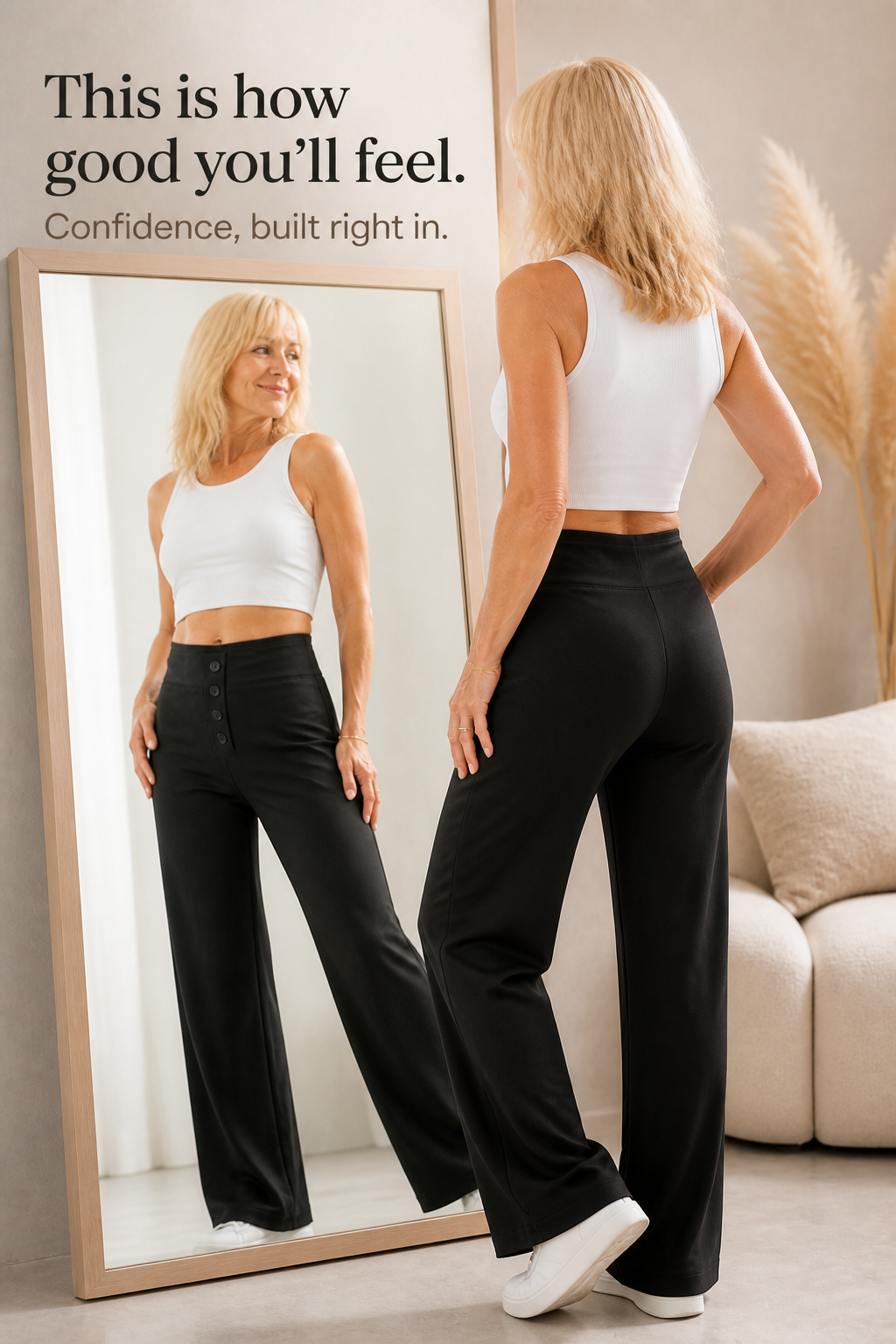 Sitwell – High Waisted Buttoned Stretch Trousers