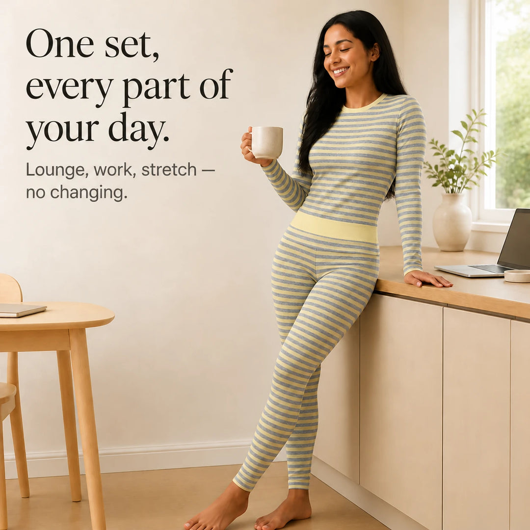 Stripe & Ease – Striped Knit Top And Leggings Set