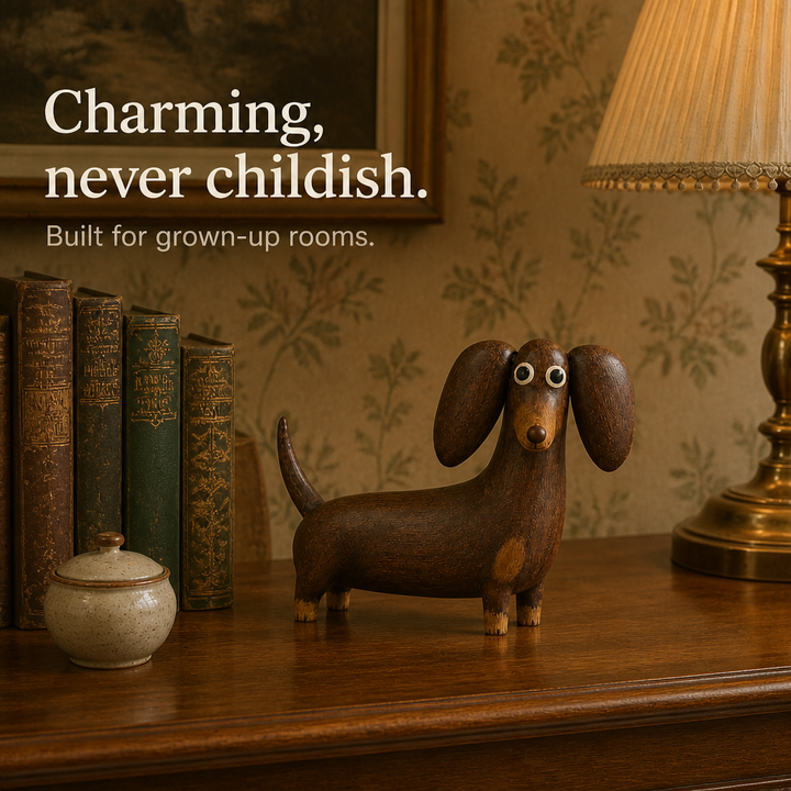 Oakhollow – Carved Walnut-Finish Dachshund Sculpture