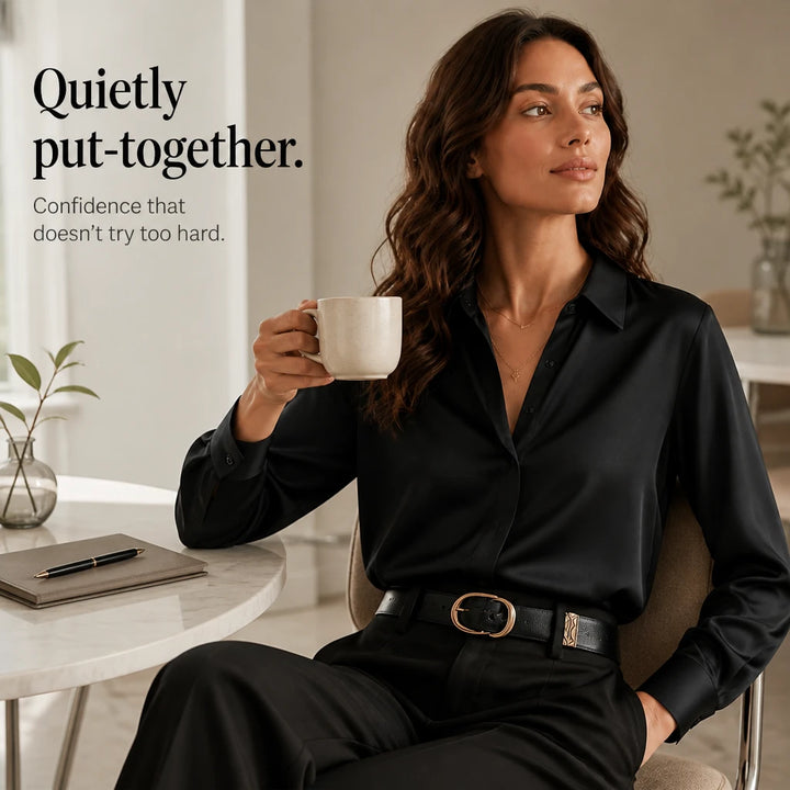 Vivelyn – Long-Sleeved Satin-Look Shirt