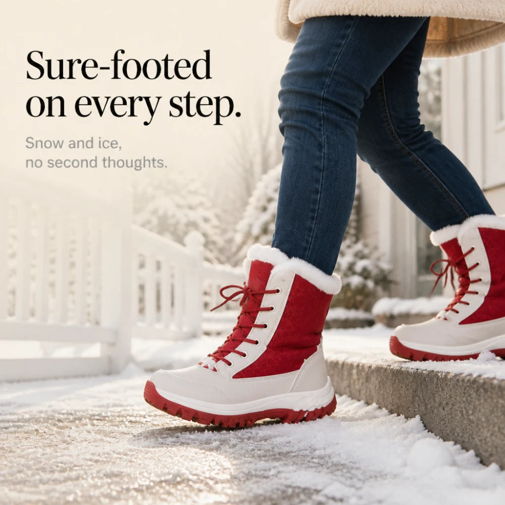Snowver – Color-Block Faux Fur Trim Winter Boots