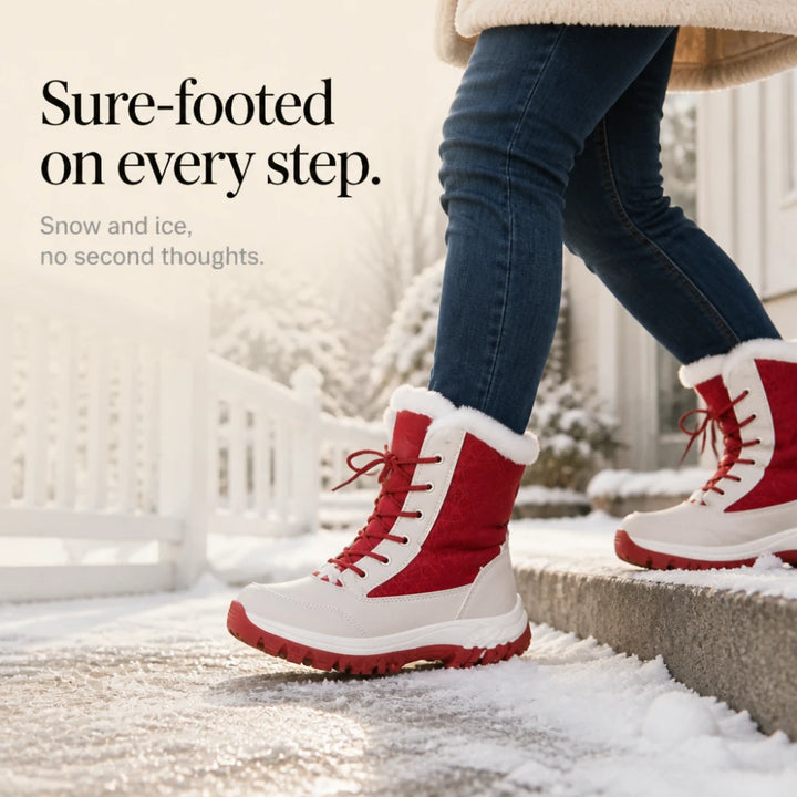 Snowver – Color-Block Faux Fur Trim Winter Boots
