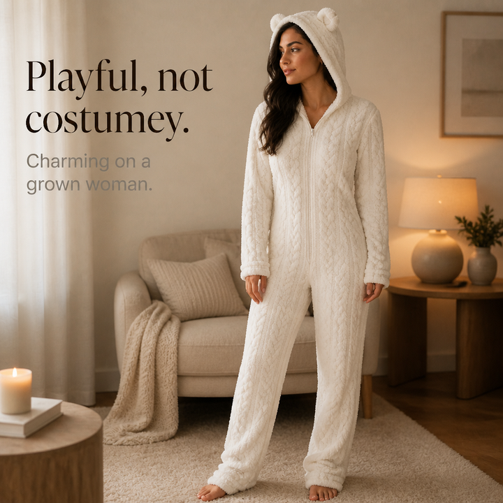Cubwarm – Cable-Knit Hooded Bear Onesie