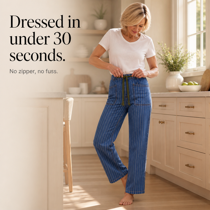 Lunaline – Vertical Stripe Stretch Denim Jeans
