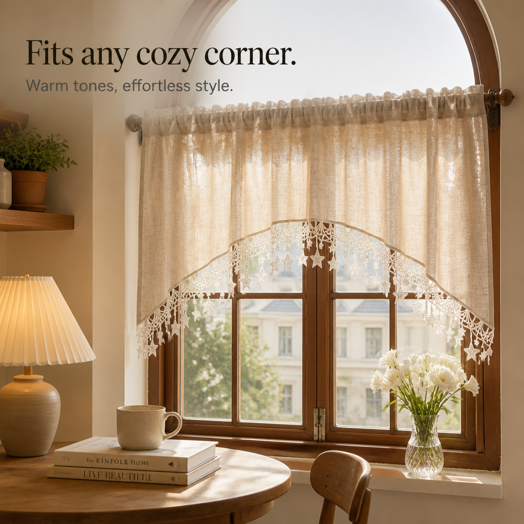 Starwoven – Star Lace Arc Hem Half Curtain