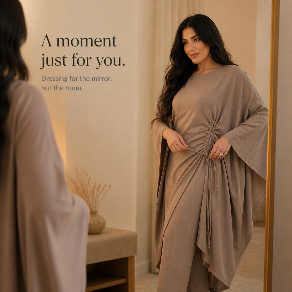 Cinchara – Ruched Waist Batwing Kaftan Two-Piece Set