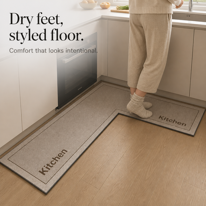 Drymatt – L-Shaped Diatomite Quick-Dry Kitchen Mat