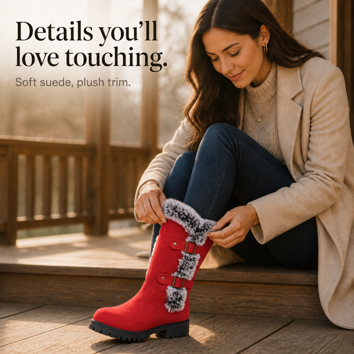 Frostella – Fur-Trimmed Suede Knee-High Winter Boots