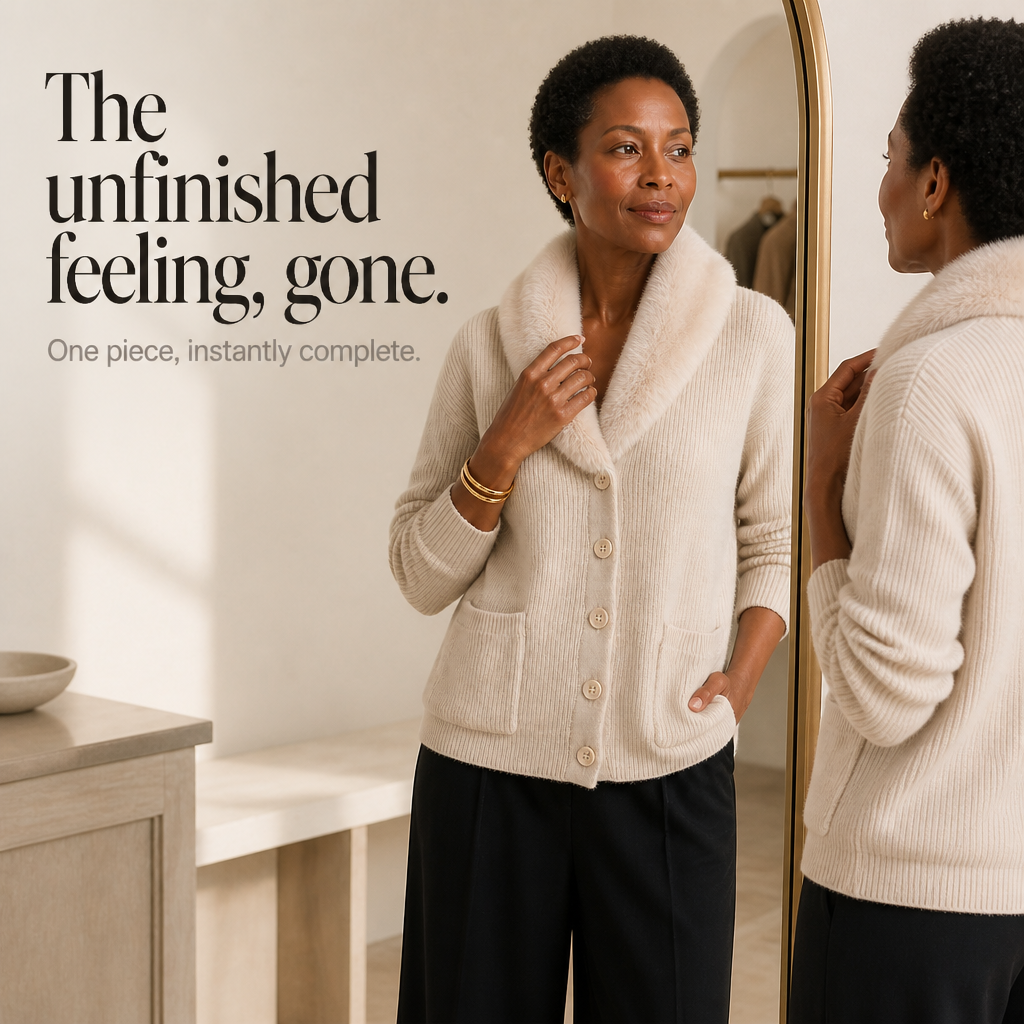 Shaguna – Shaggy Collar Ribbed Knit Cardigan