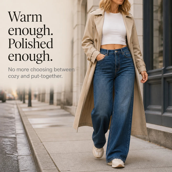 Warmelle – Fleece-Lined High-Waisted Wide-Leg Jeans