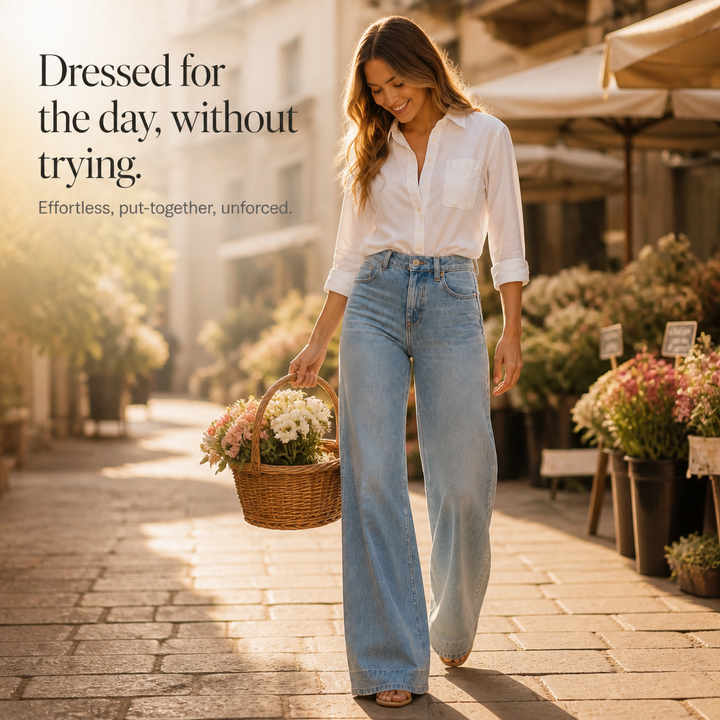 Lenglia – High-Rise Wide-Leg Vintage Wash Jeans