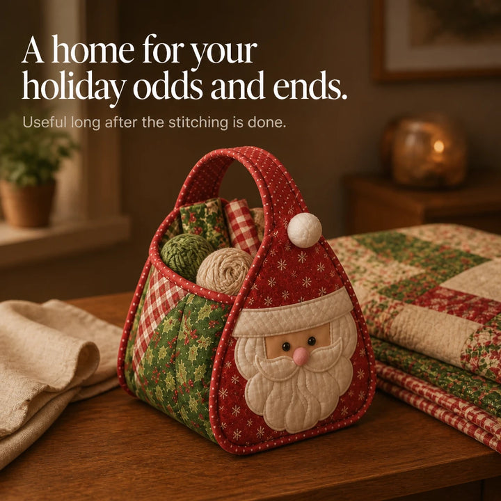 Holly & Stitch – Santa Appliqué Quilted Sewing Basket Kit