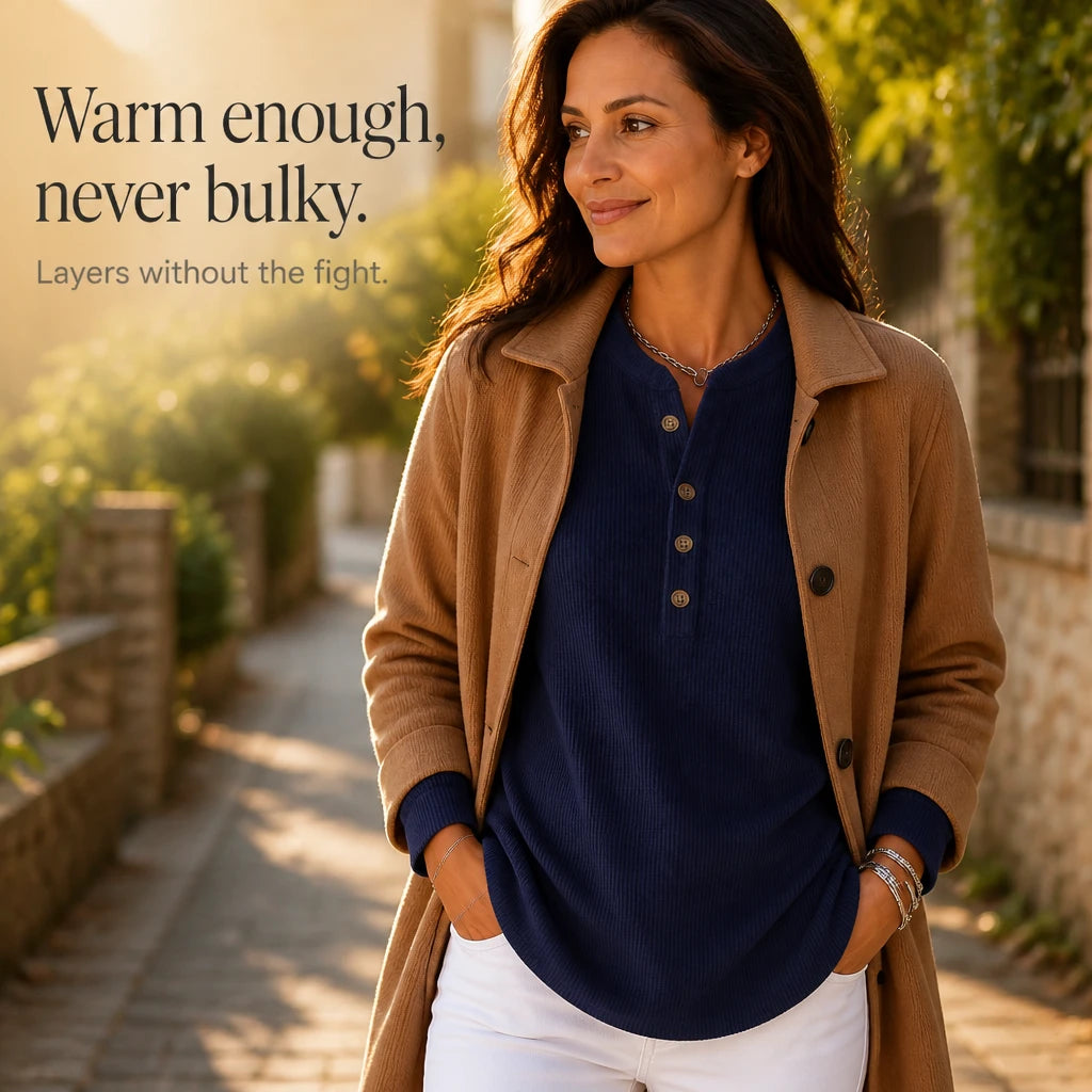Henley Haven – Button-Hem Henley Tunic Sweater