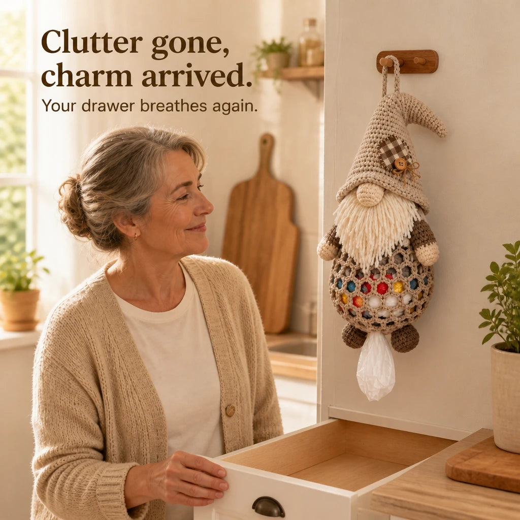 Gnome & Gather – Crochet Gnome Bag Holder