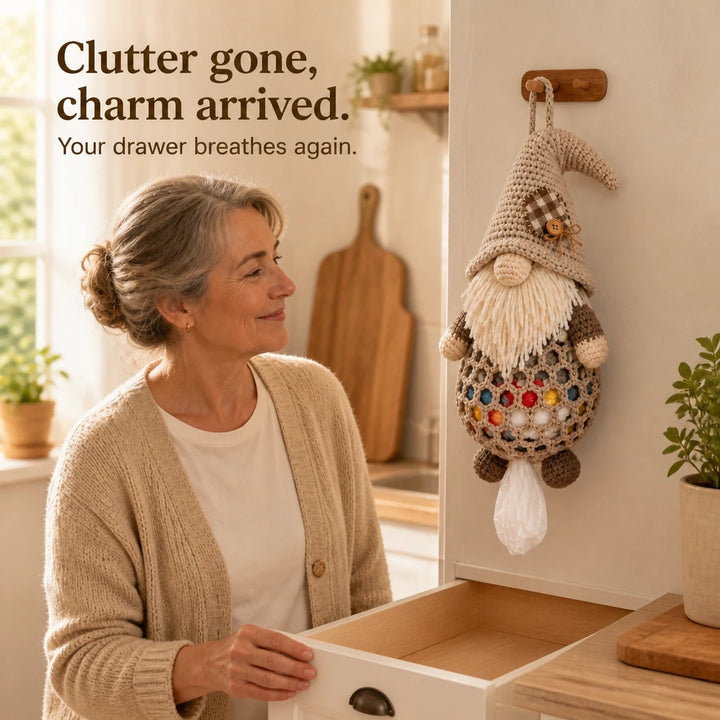 Gnome & Gather – Crochet Gnome Bag Holder
