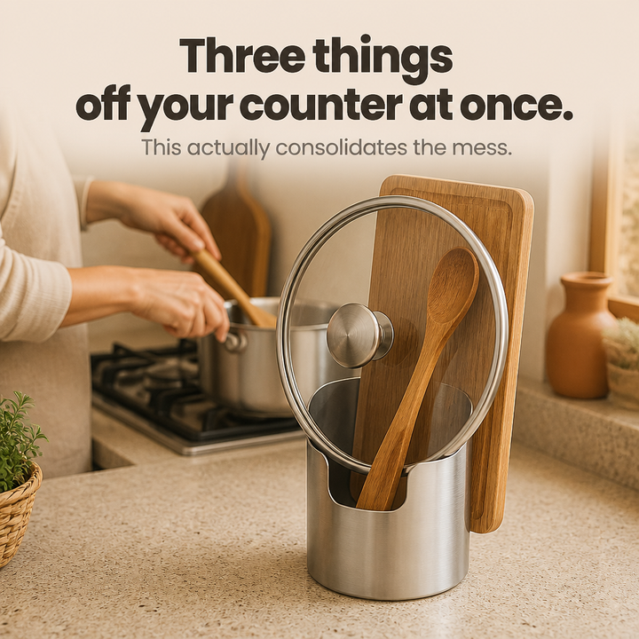 Rackly – Multi-Slot Steel Lid And Utensil Stand
